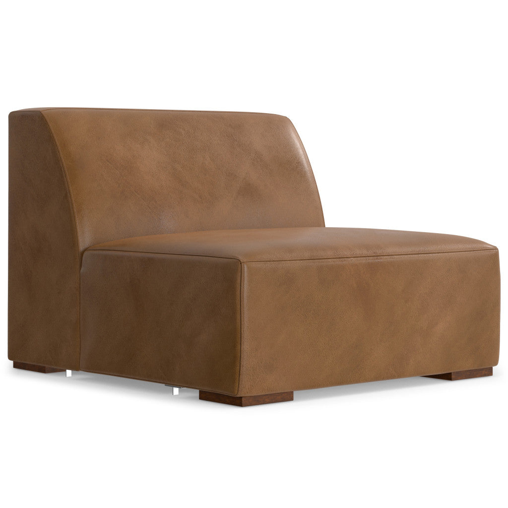 34" Brown Leather Arm Chair