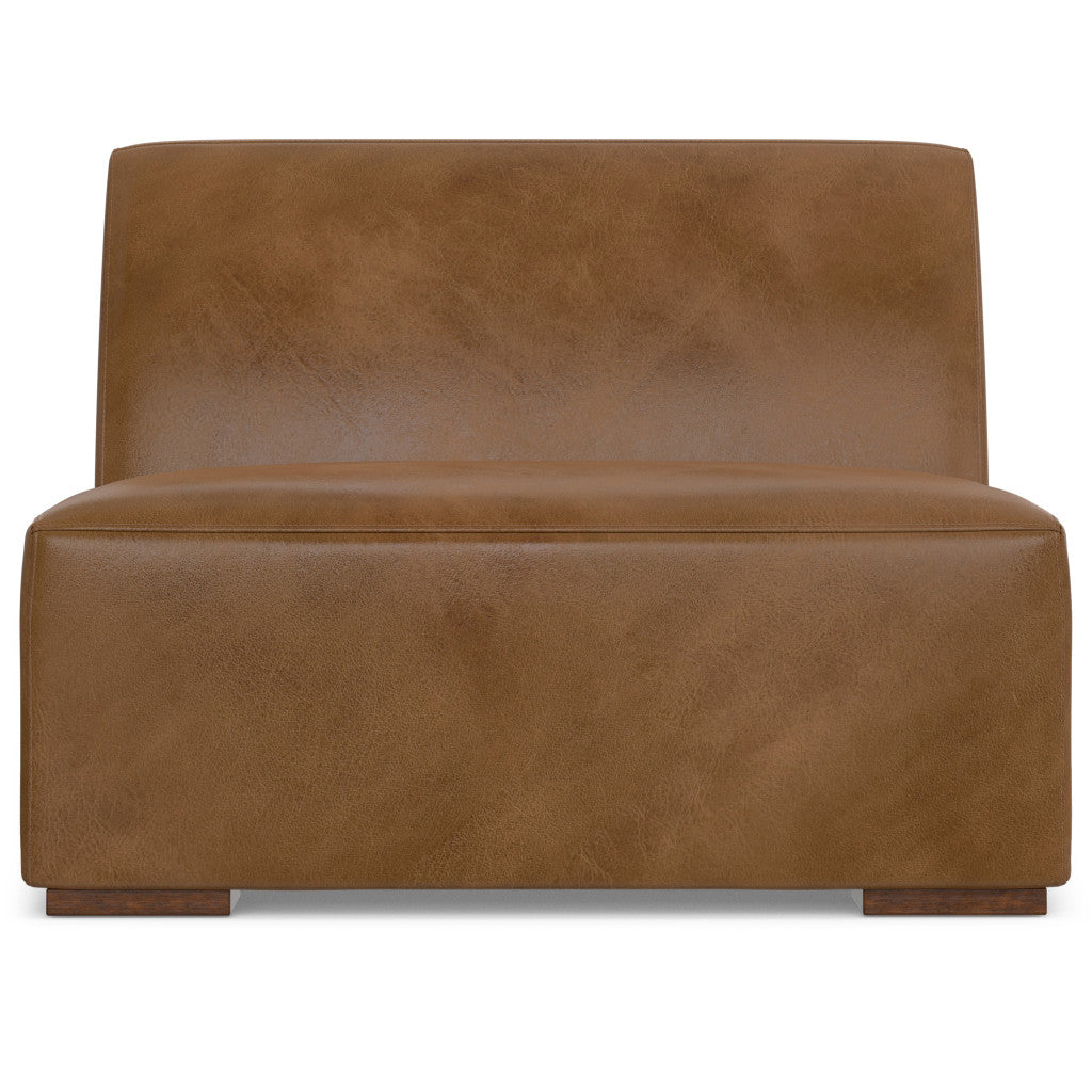 34" Brown Leather Arm Chair