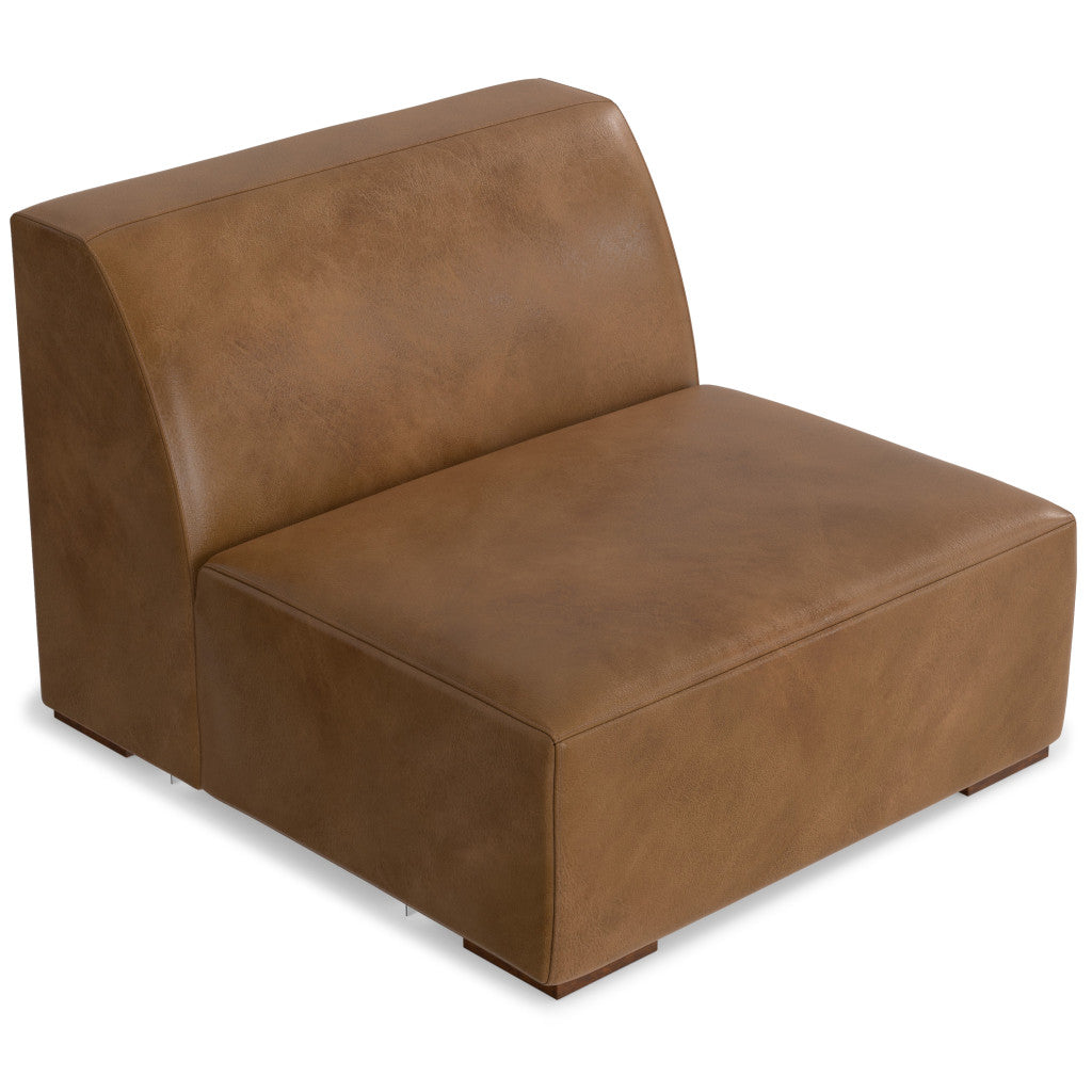 34" Brown Leather Arm Chair