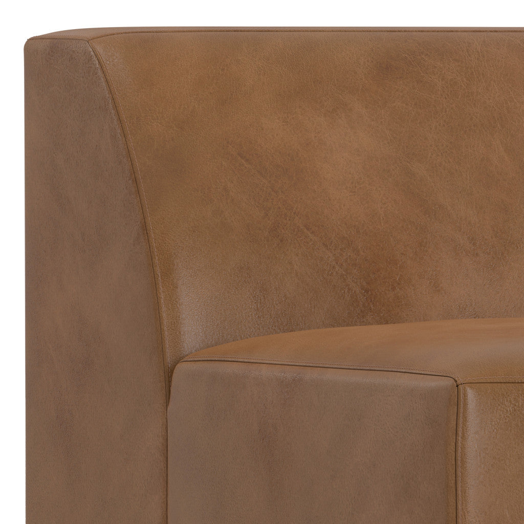 34" Brown Leather Arm Chair