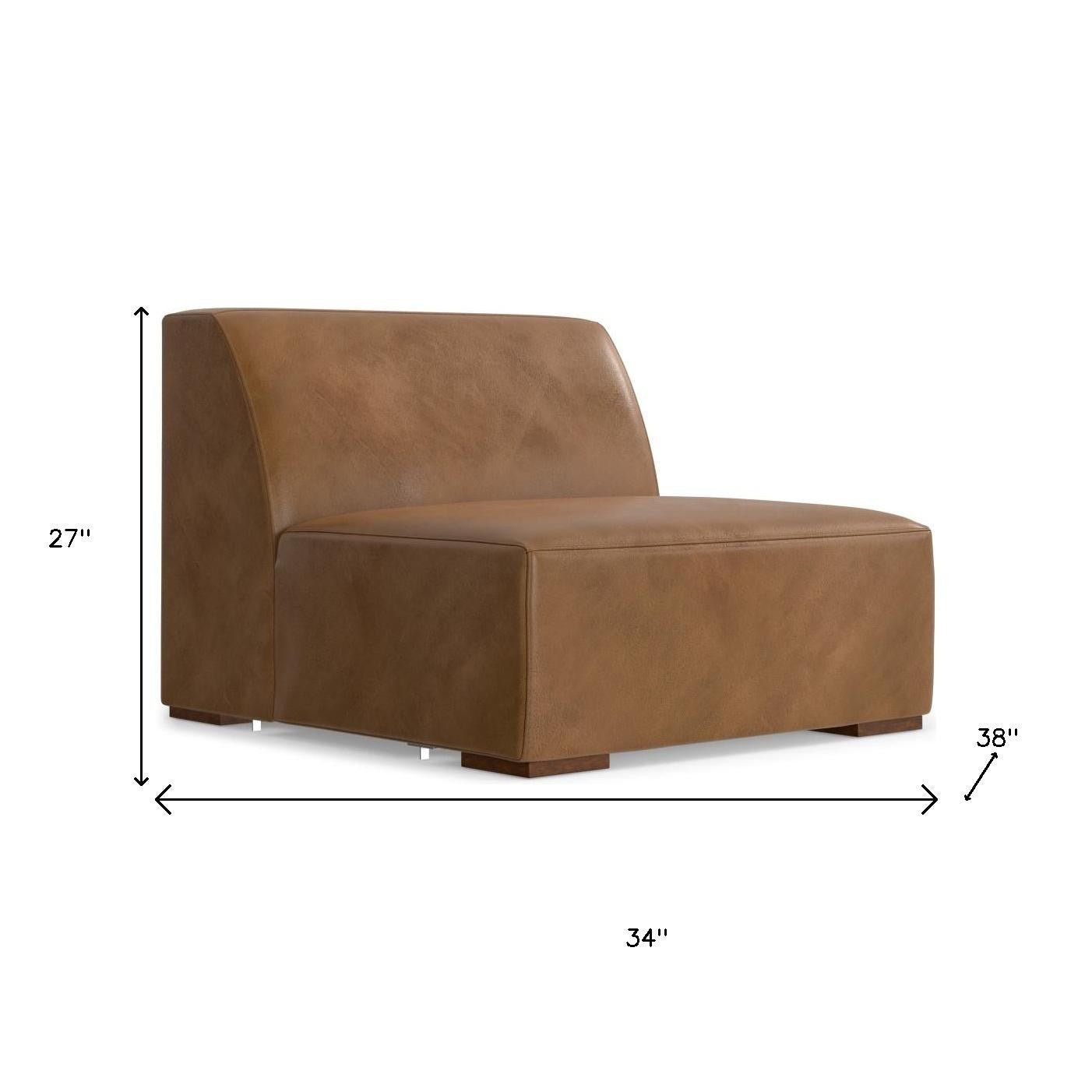 34" Brown Leather Arm Chair