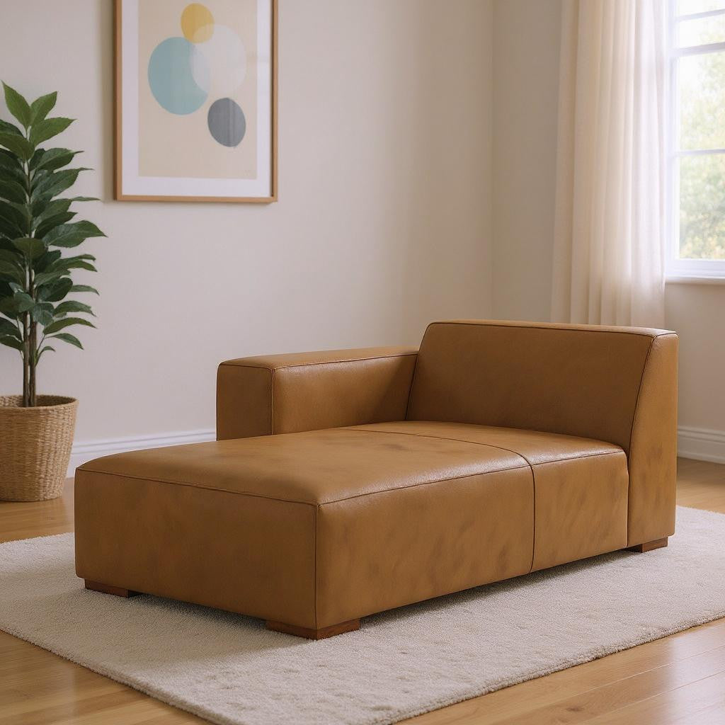 44" Brown Leather Arm Chair