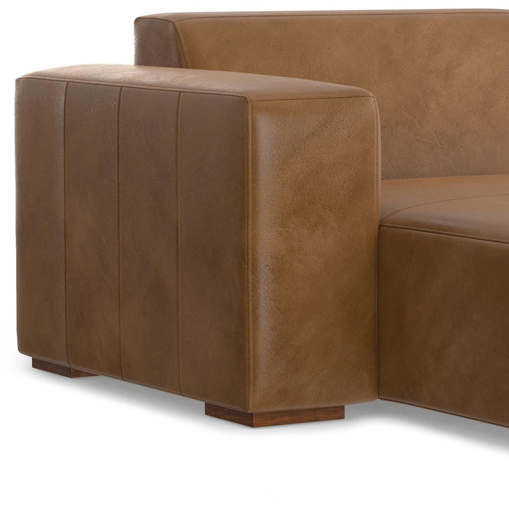 44" Brown Leather Arm Chair