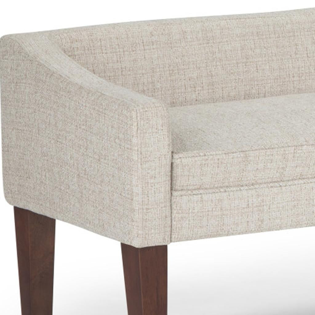 50" Platinum and Brown Fabric and Wood Upholstered Bench