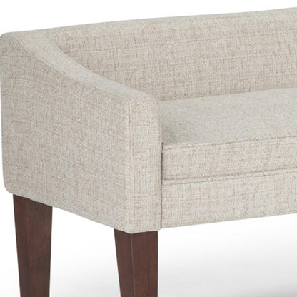 50" Platinum and Brown Fabric and Wood Upholstered Bench