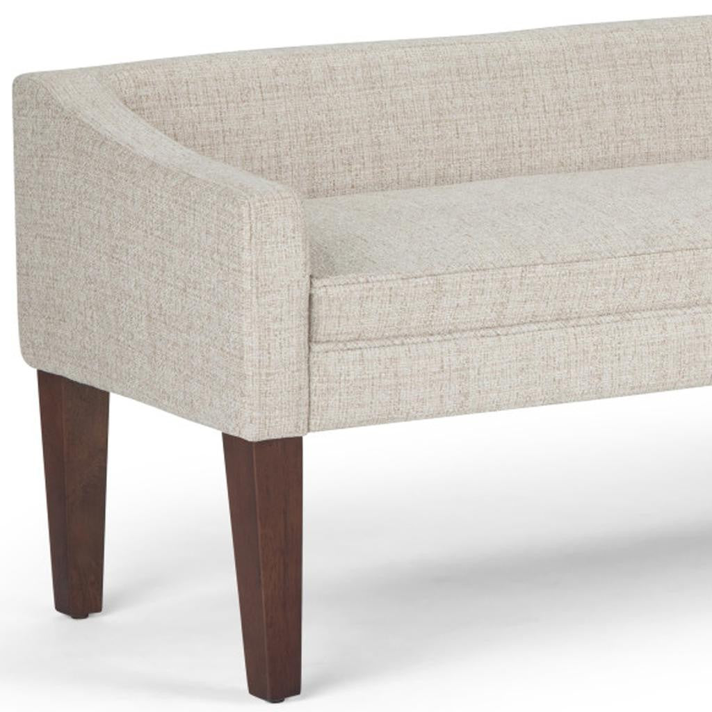 50" Platinum and Brown Fabric and Wood Upholstered Bench