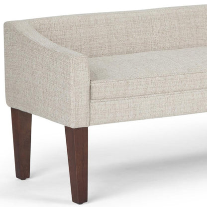 50" Platinum and Brown Fabric and Wood Upholstered Bench