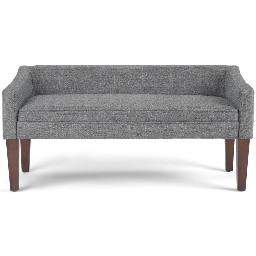 50" Gray and Brown Fabric and Wood Upholstered Bench