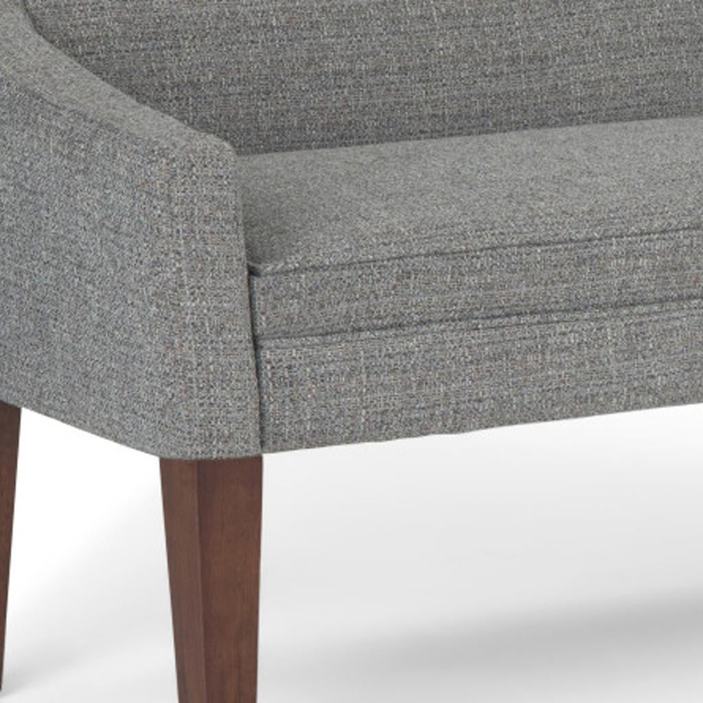 50" Gray and Brown Fabric and Wood Upholstered Bench