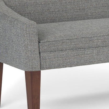50" Gray and Brown Fabric and Wood Upholstered Bench