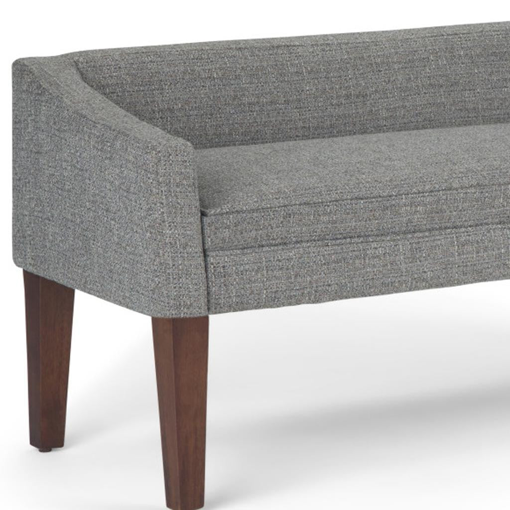 50" Gray and Brown Fabric and Wood Upholstered Bench