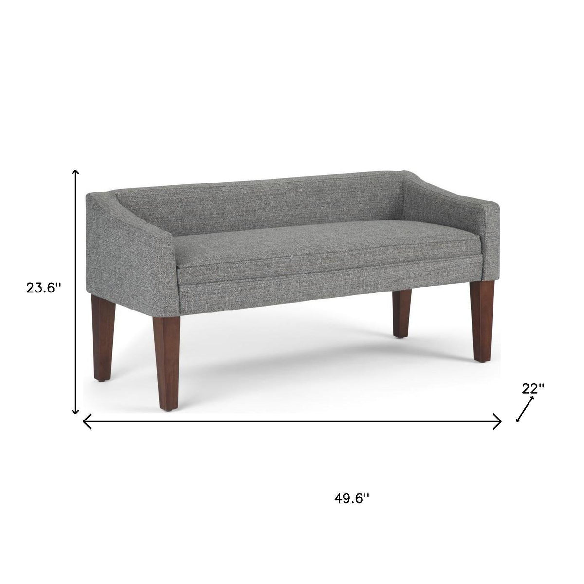 50" Gray and Brown Fabric and Wood Upholstered Bench
