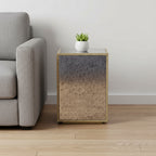 22" Silver and Gold Mirrored Glass and Wood Block End Table