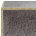 22" Silver and Gold Mirrored Glass and Wood Block End Table