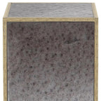 22" Silver and Gold Mirrored Glass and Wood Block End Table