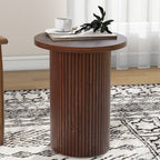22" Brown Wood Round Pedestal End Table