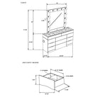 62" White Wood And Glass Six Drawer Vanity Table With Mirror Seating And Lights