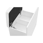 62" White Wood And Glass Six Drawer Vanity Table With Mirror Seating And Lights