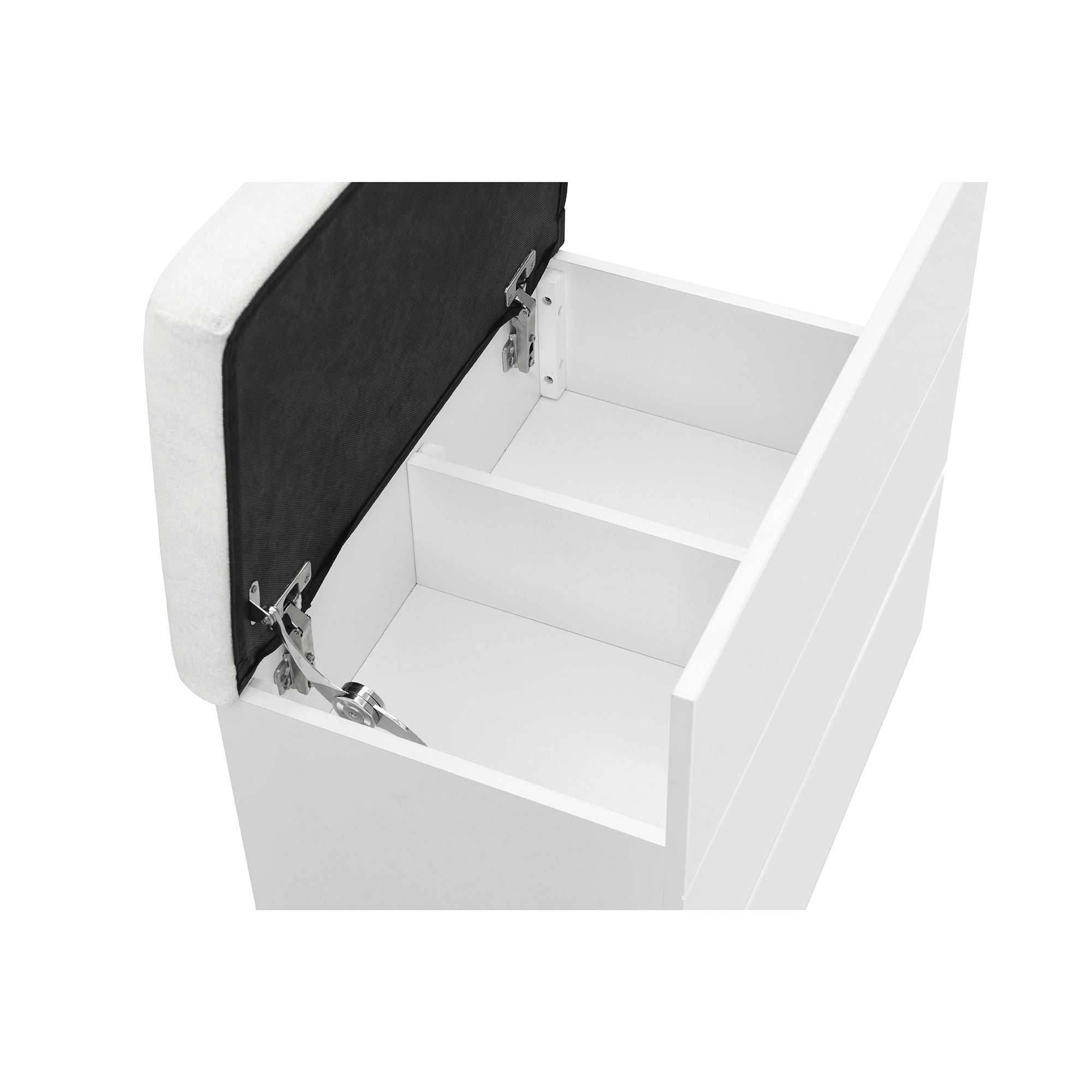 62" White Wood And Glass Six Drawer Vanity Table With Mirror Seating And Lights