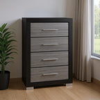 31" Black And Gray Wood Four Drawer Dresser