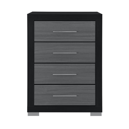 31" Black And Gray Wood Four Drawer Dresser