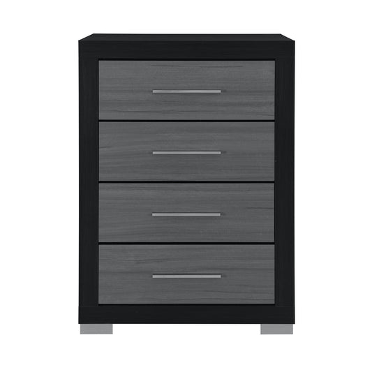 31" Black And Gray Wood Four Drawer Dresser
