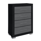 31" Black And Gray Wood Four Drawer Dresser