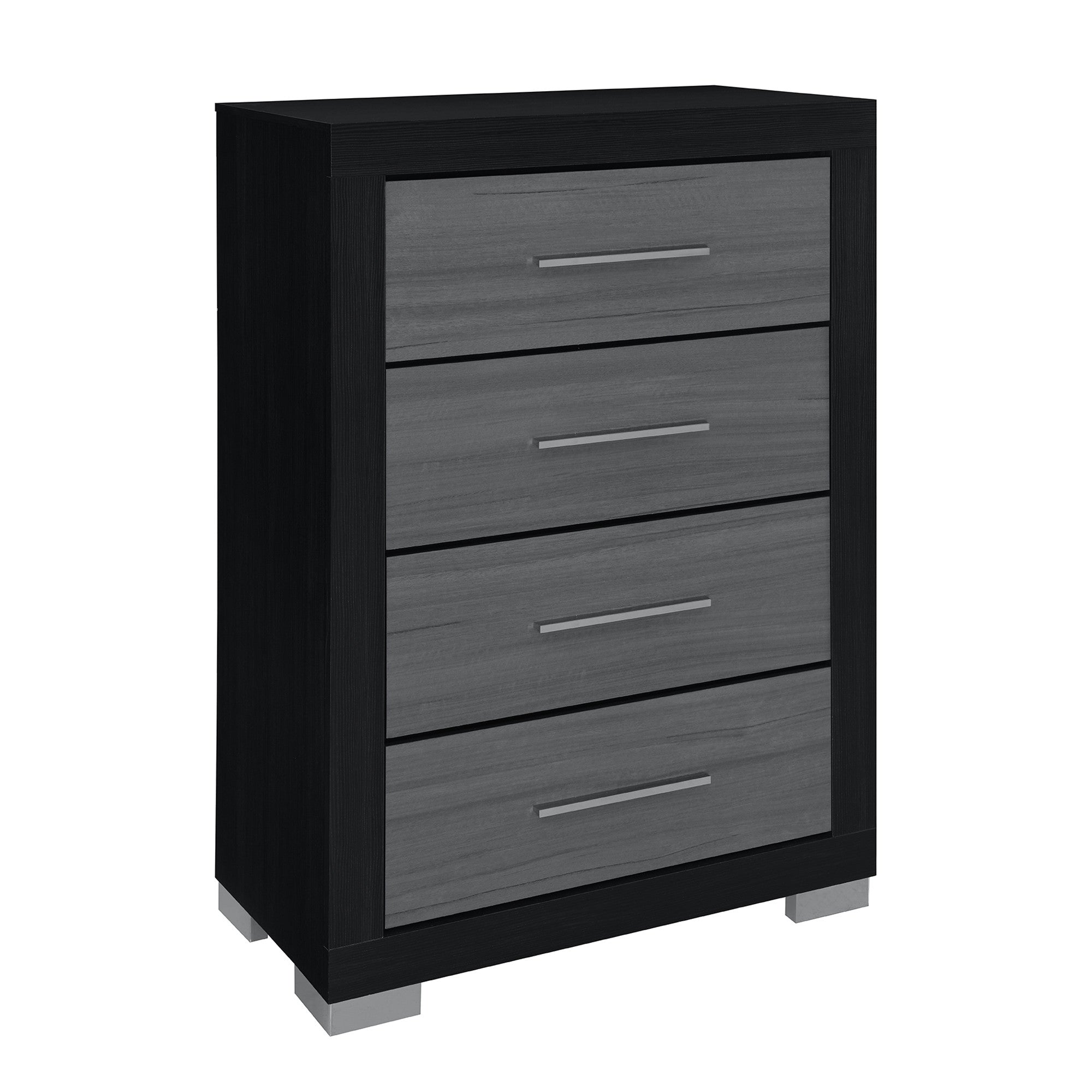 31" Black And Gray Wood Four Drawer Dresser