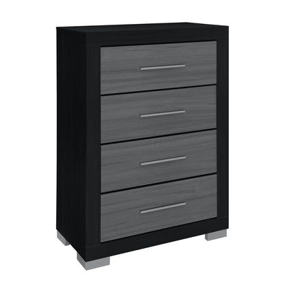 31" Black And Gray Wood Four Drawer Dresser