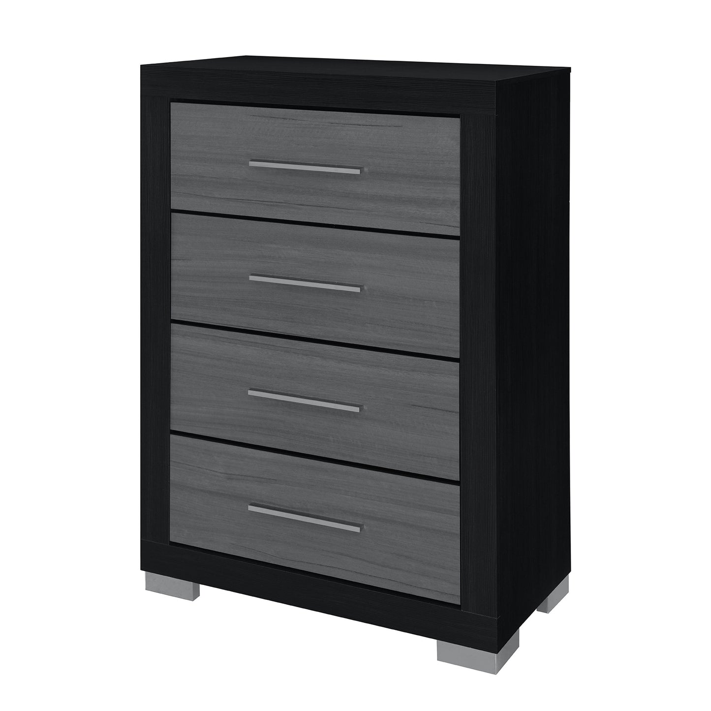 31" Black And Gray Wood Four Drawer Dresser