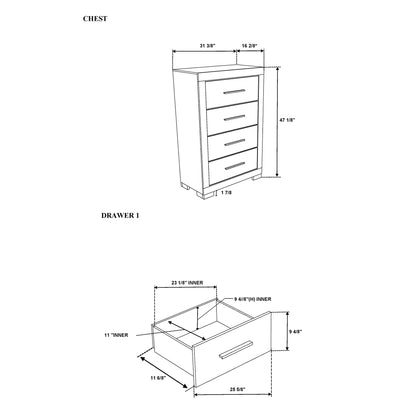 31" Black And Gray Wood Four Drawer Dresser