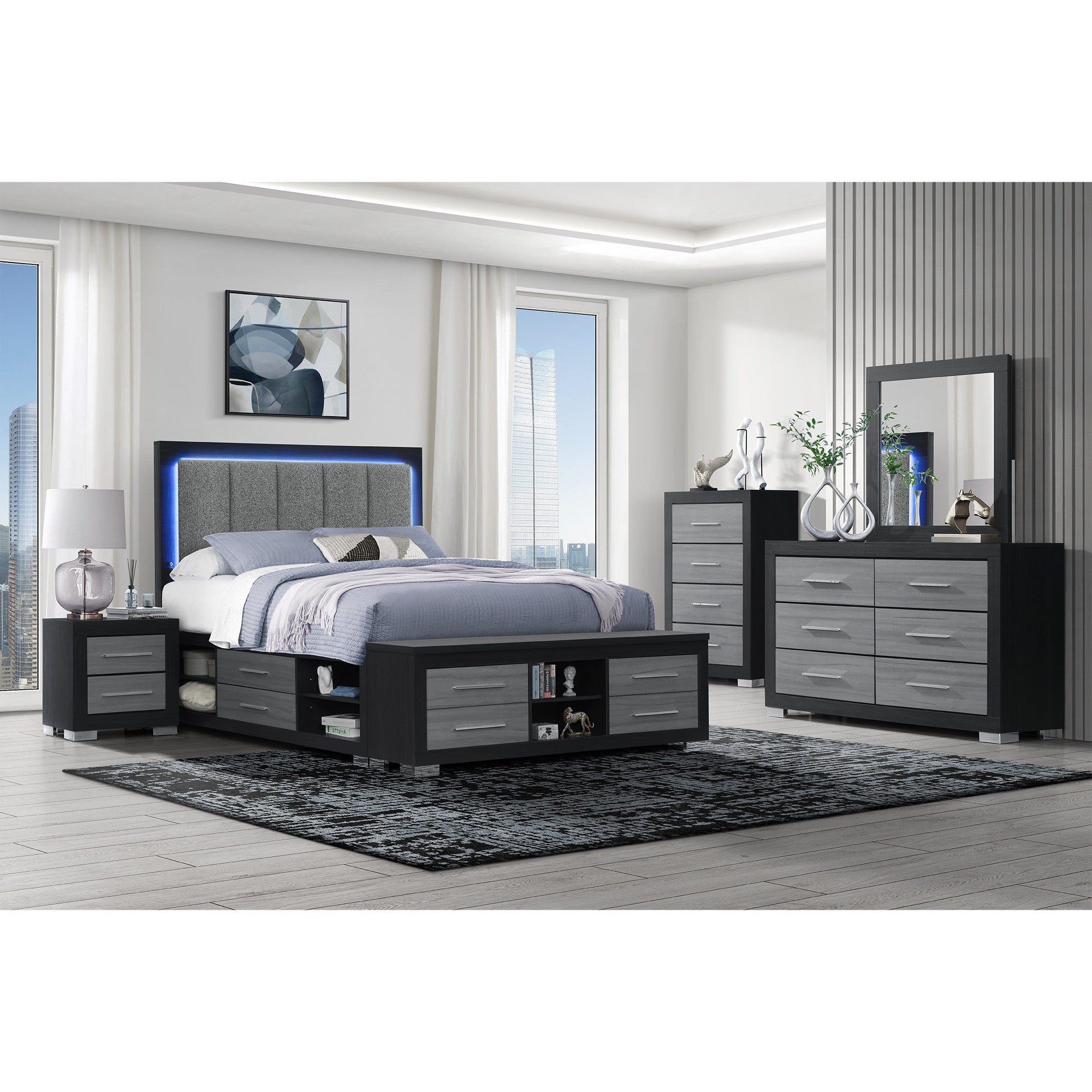 31" Black And Gray Wood Four Drawer Dresser