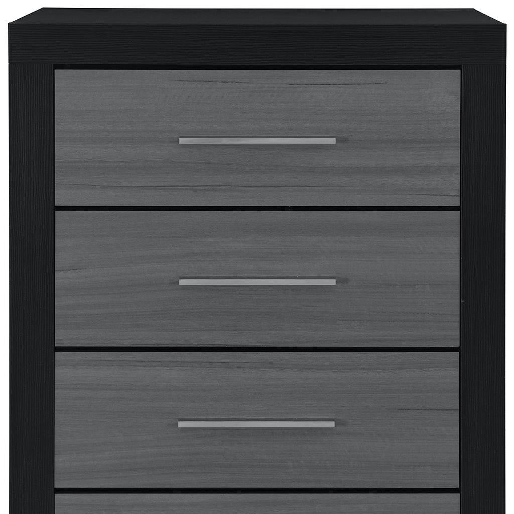 31" Black And Gray Wood Four Drawer Dresser
