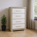31" Natural And White Wood Four Drawer Dresser