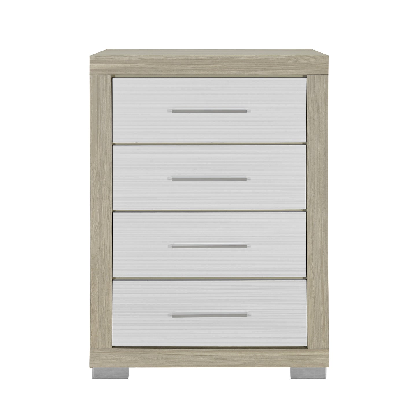 31" Natural And White Wood Four Drawer Dresser