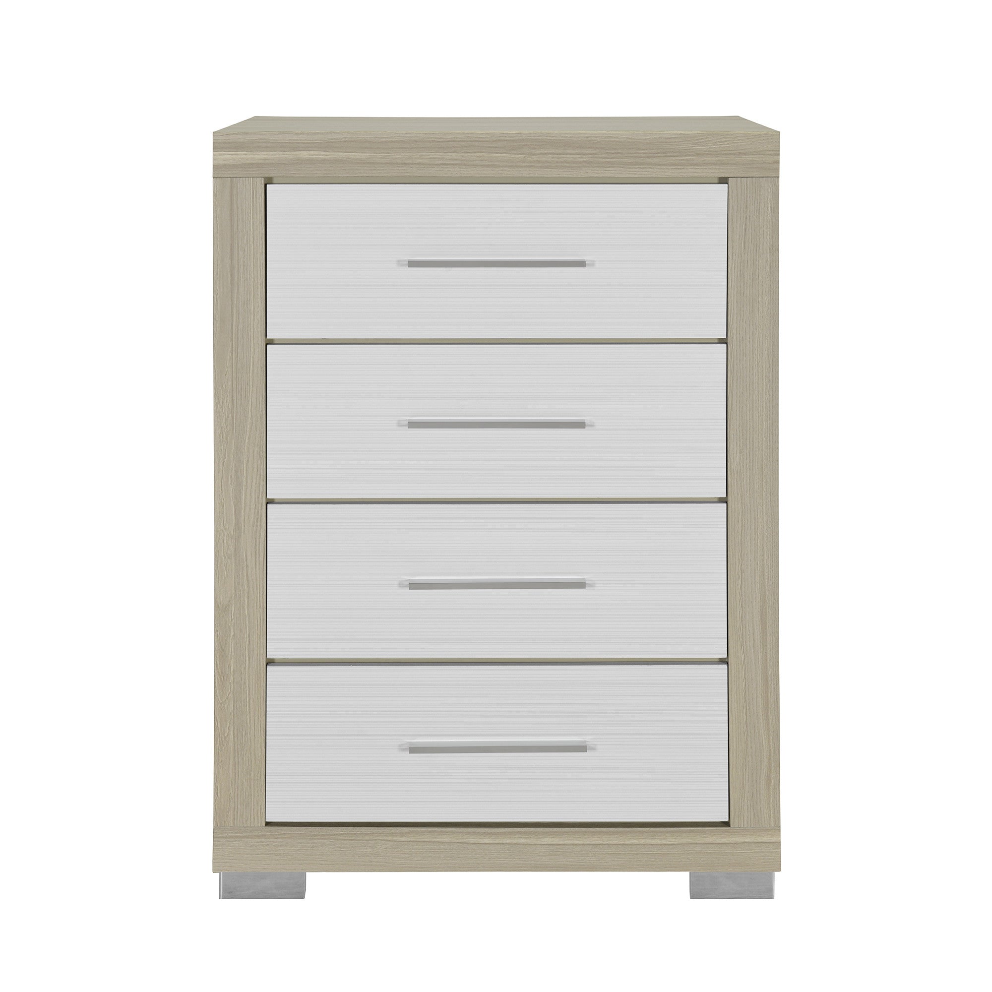 31" Natural And White Wood Four Drawer Dresser