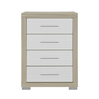 31" Natural And White Wood Four Drawer Dresser