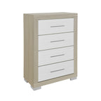 31" Natural And White Wood Four Drawer Dresser