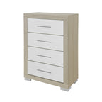 31" Natural And White Wood Four Drawer Dresser