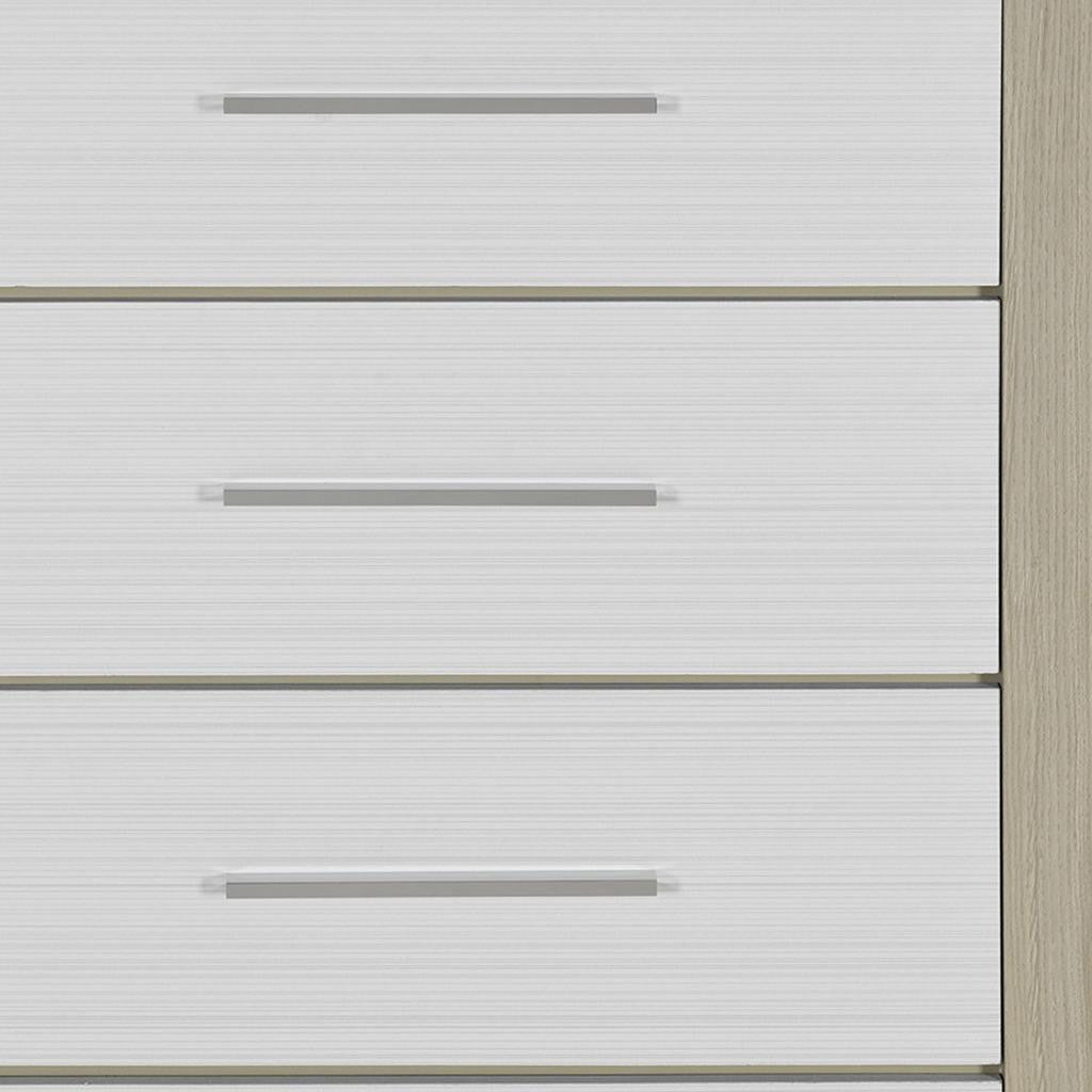 31" Natural And White Wood Four Drawer Dresser