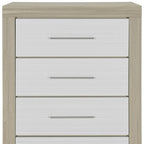 31" Natural And White Wood Four Drawer Dresser