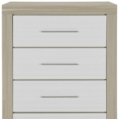 31" Natural And White Wood Four Drawer Dresser