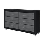 63" Black And Gray Wood Six Drawer Double Dresser