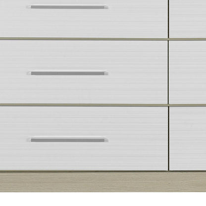 63" Natural And White Wood Six Drawer Double Dresser