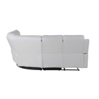Off White Faux Leather Reclining Curved Six Piece Sectional With LED And Console
