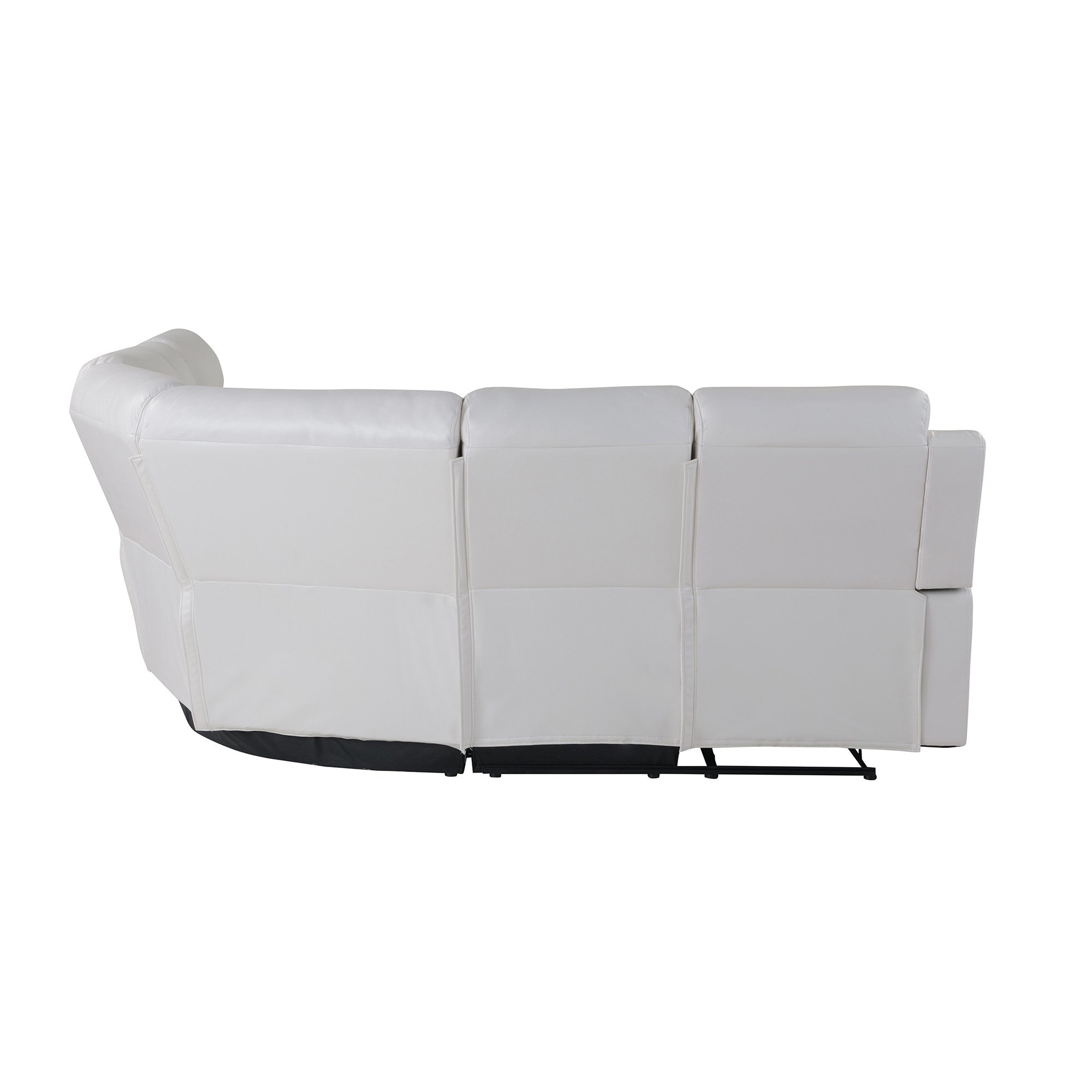 Off White Faux Leather Reclining Curved Six Piece Sectional With LED And Console