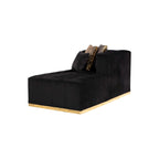 Black Velvet U Shaped Three Piece Sofa and Chaise Sectional With Toss Pillows