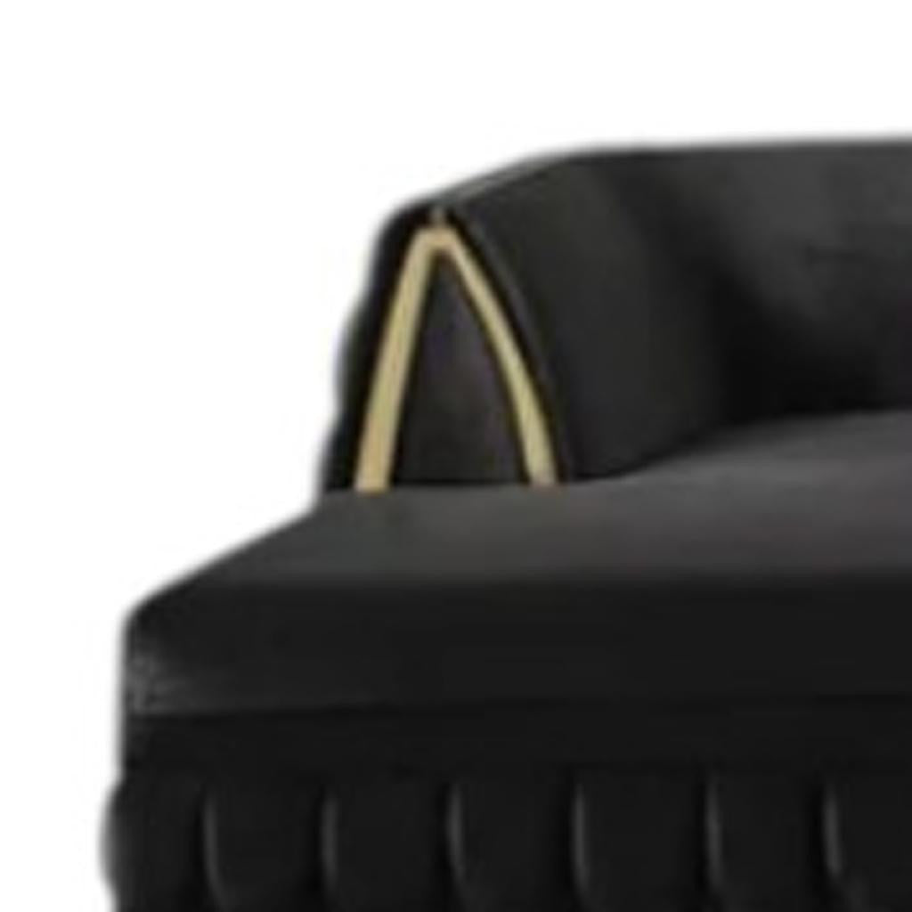 Black Velvet U Shaped Sofa and Chaise Sectional With Toss Pillows