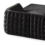 Black Velvet U Shaped Sofa and Chaise Sectional With Toss Pillows