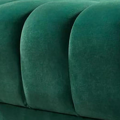Green Velvet U Shaped Three Piece Sofa and Chaise Sectional With Toss Pillows